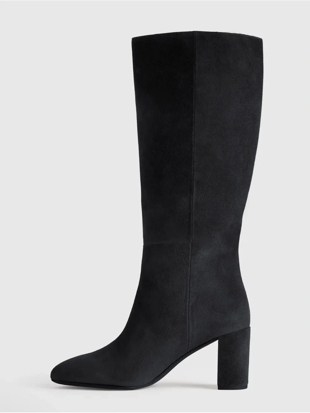Quince Italian Suede Block Heeled Boots in Black Size 9.5 NIB